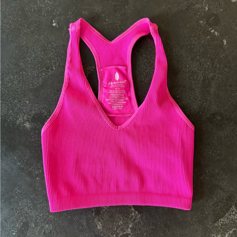 FP Movement by Free People Ribbed Racerback Bralette - Neon Pink